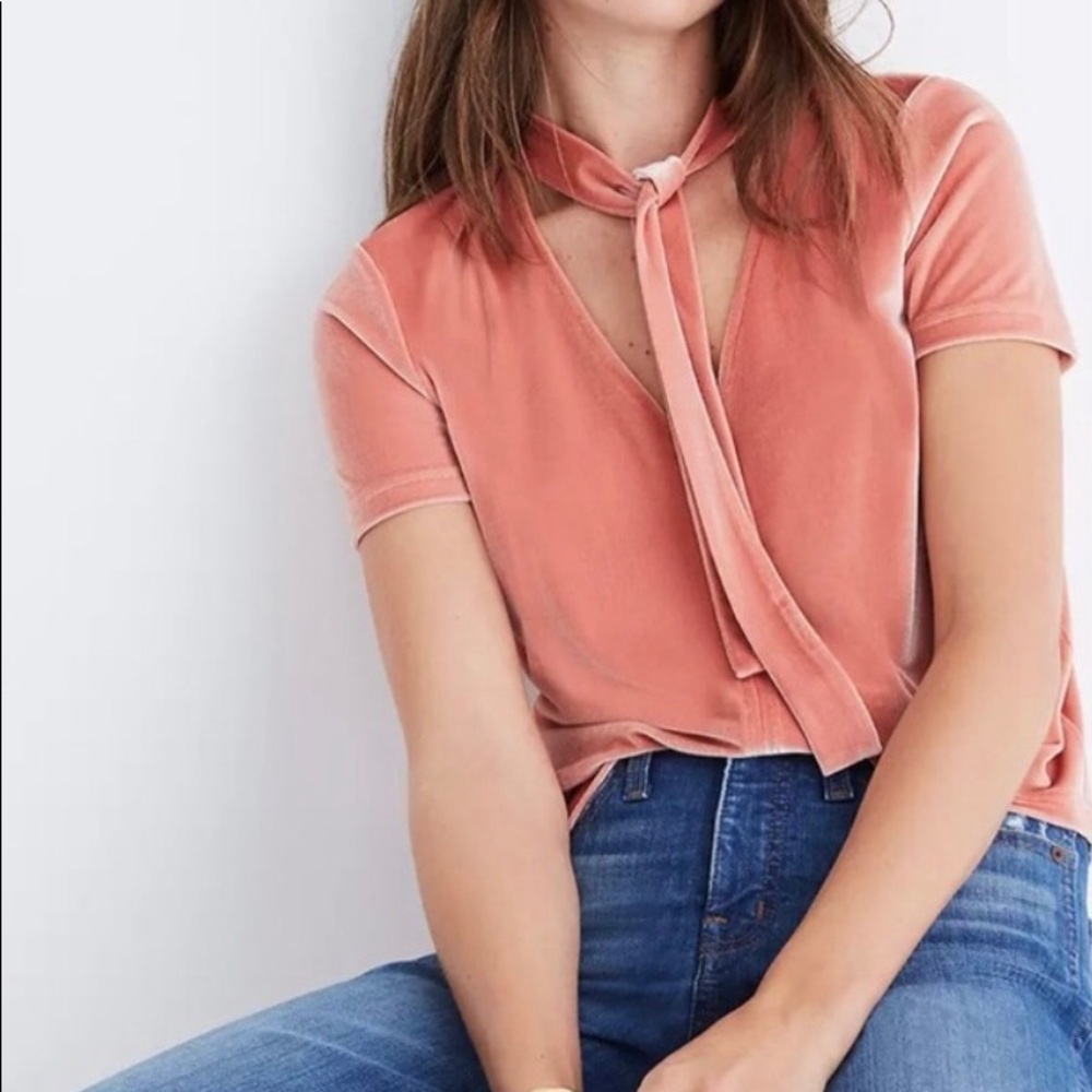 Madewell Velvet Tie-Neck Top
